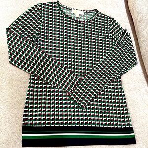 Michaels Kors XS Geometric Patterned Top - Green, Black, Redish